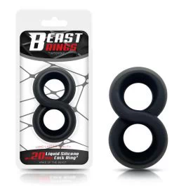 BEAST RINGS DOUBLE PENIS RING 100% LIQUID SILICONE