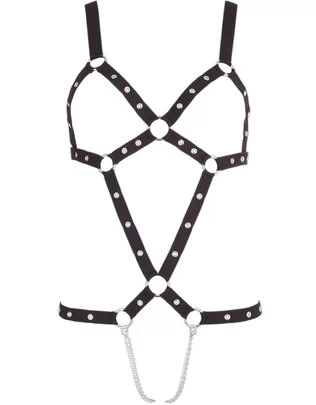 Bad Kitty black strap body with metal chains