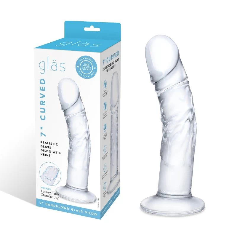 Glas - Curved Realistic Glass Dildo With Veins - Image 7