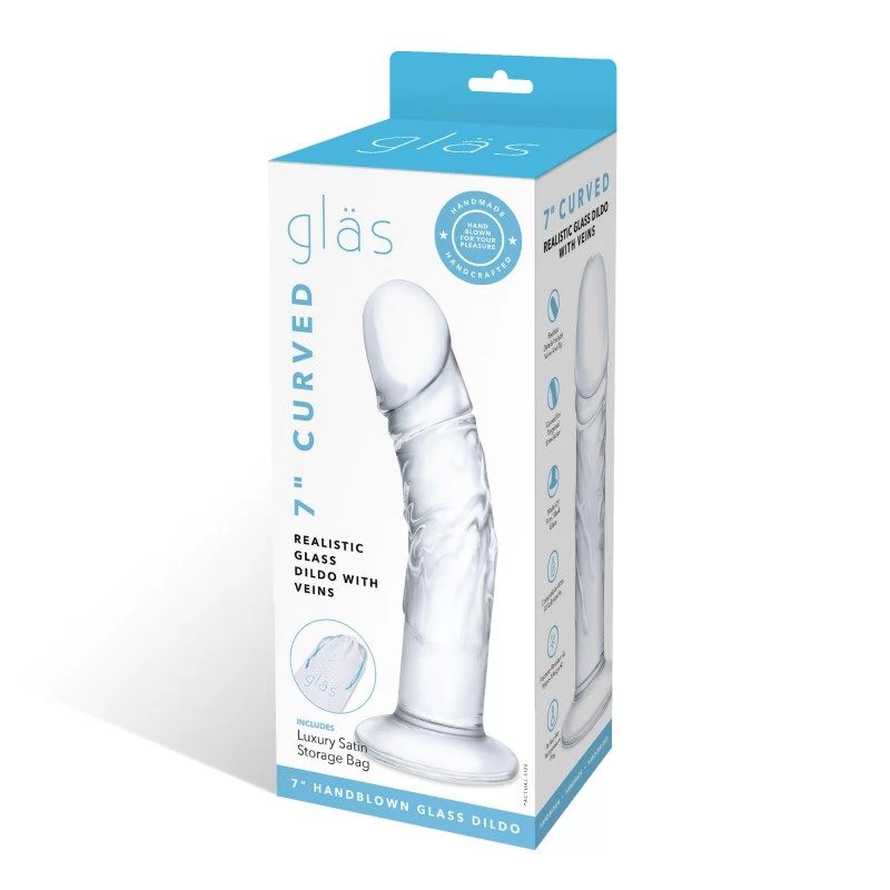 Glas - Curved Realistic Glass Dildo With Veins - Image 8