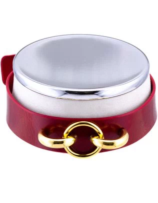 HEL Milano Camilla red leather collar with gold coloured ring