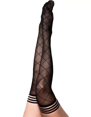Kix’ies Anna black sheer patterned hold-up stockings