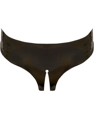 Late X black latex crotchless briefs
