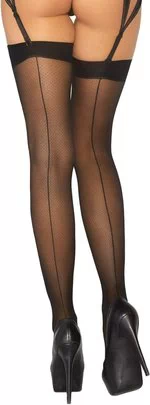 Leg Avenue Celine mustad mustriline sukad kandmiseks sukahoidjaga