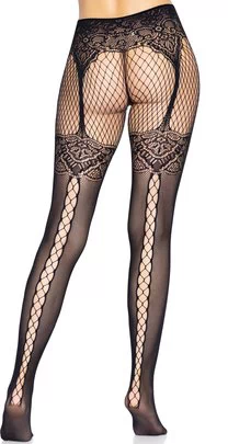 Leg Avenue Faye black patterned net tights