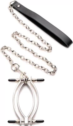 Master Series Pussy Tugger adjustable vulva clamp with leash