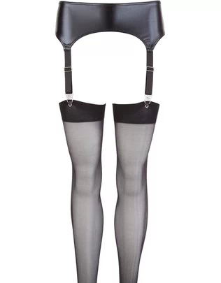 NO:XQSE black matte look garter belt with stockings