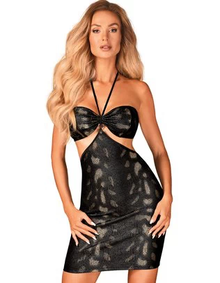 Obsessive Vivianty black shimmering snakeskin mini dress