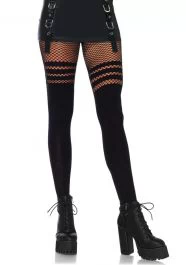 Pantyhose With Fishnet Stripes