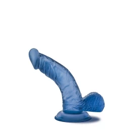 Pimedas helendav kõverusega 7" sinine dildo
