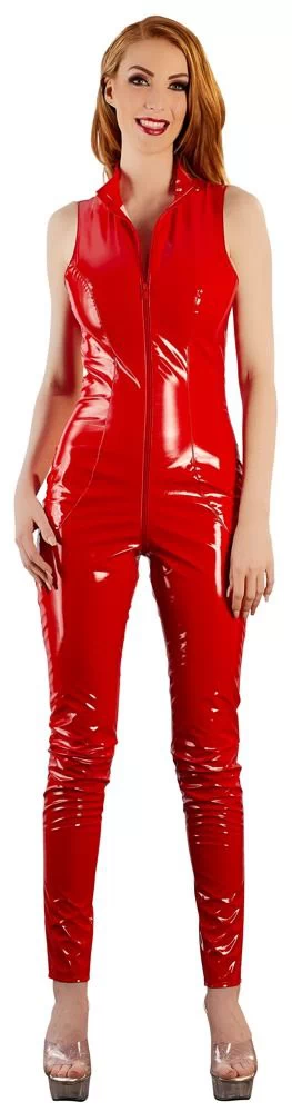 Punane vinüül jumpsuit