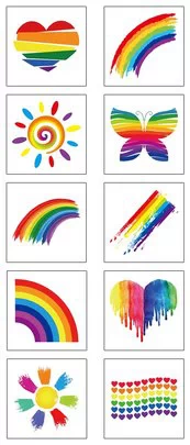 Rainbow Pride ajutised tätoveeringud (10 tk)