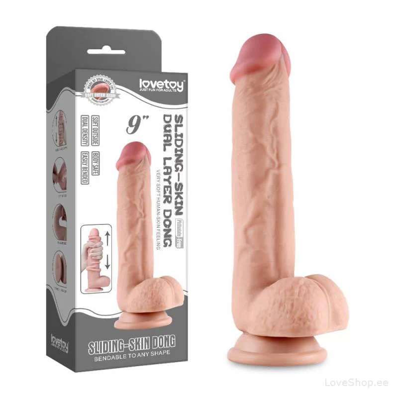 Realistlik dildo Lovetoy Sliding Skin 9.5" (24x4cm)