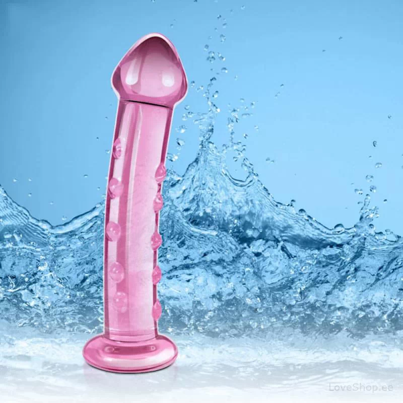Roosa klaasist dildo/anaaltapp Lovetoy Glass Romance Pink 2 (17.8x3.8cm)