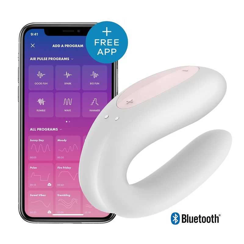 SATISFYER - DOUBLE JOY WHITE - NUTIKAS PAARIVIBRAATOR