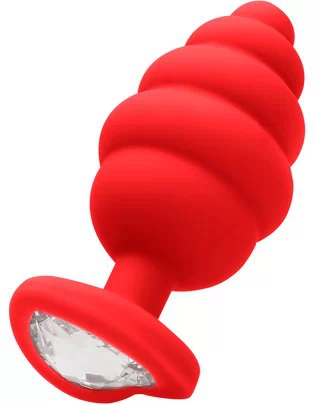 Shots Toys Ribbed Jewel Heart Plug Small