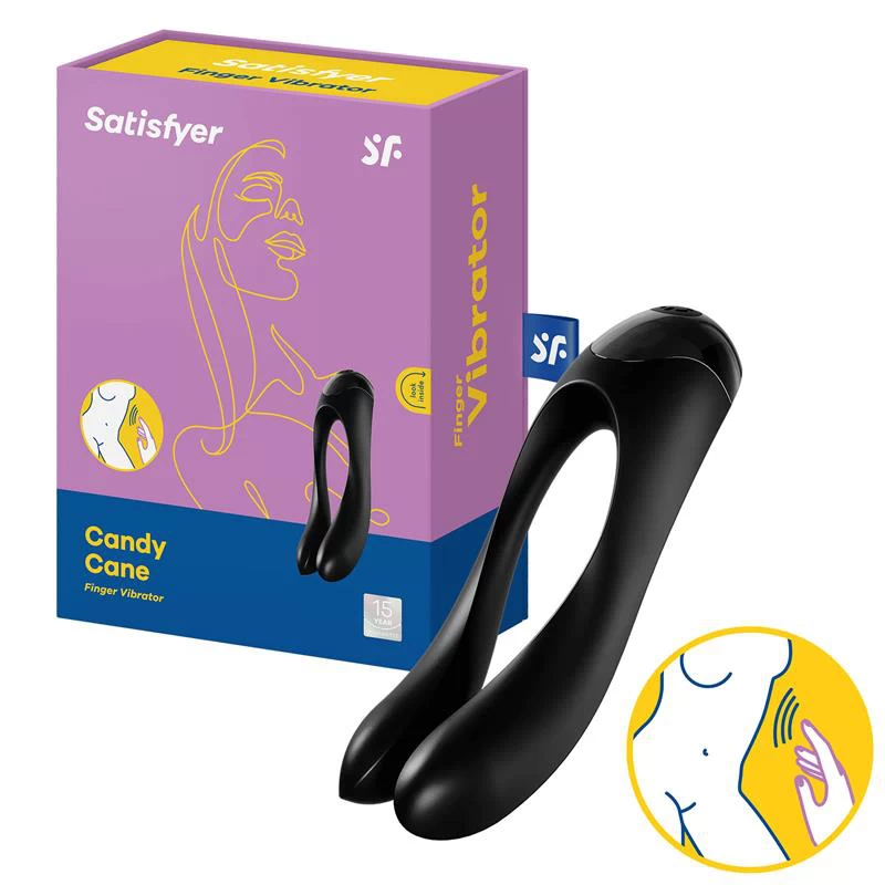 Sõrmevibraator Satisfyer Candy Cane (must)