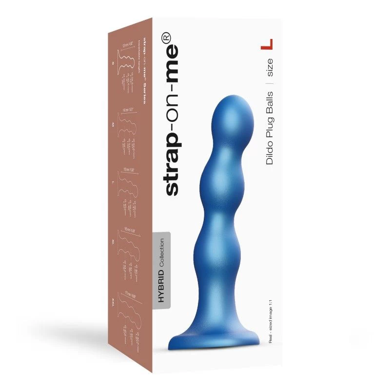 Strap-On-Me - Dildo Plug Balls Metallic Blue L - Image 2