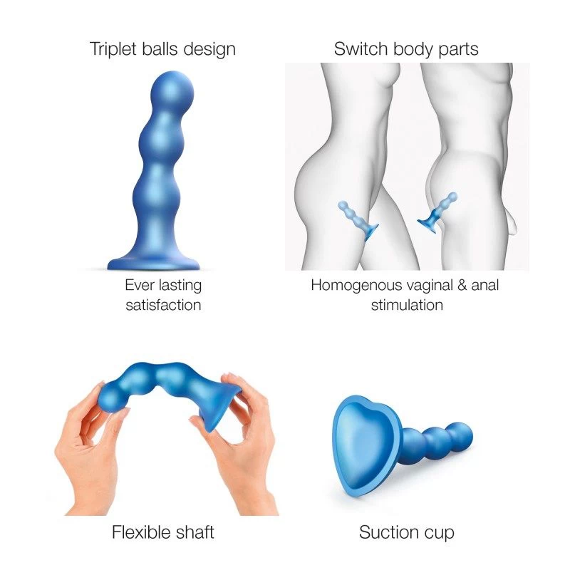 Strap-On-Me - Dildo Plug Balls Metallic Blue L - Image 4
