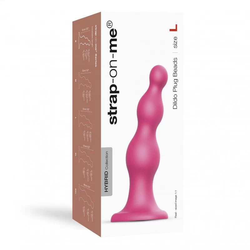 Strap-On-Me - Dildo Plug Beads Metallic Raspberry Pink L - Image 2