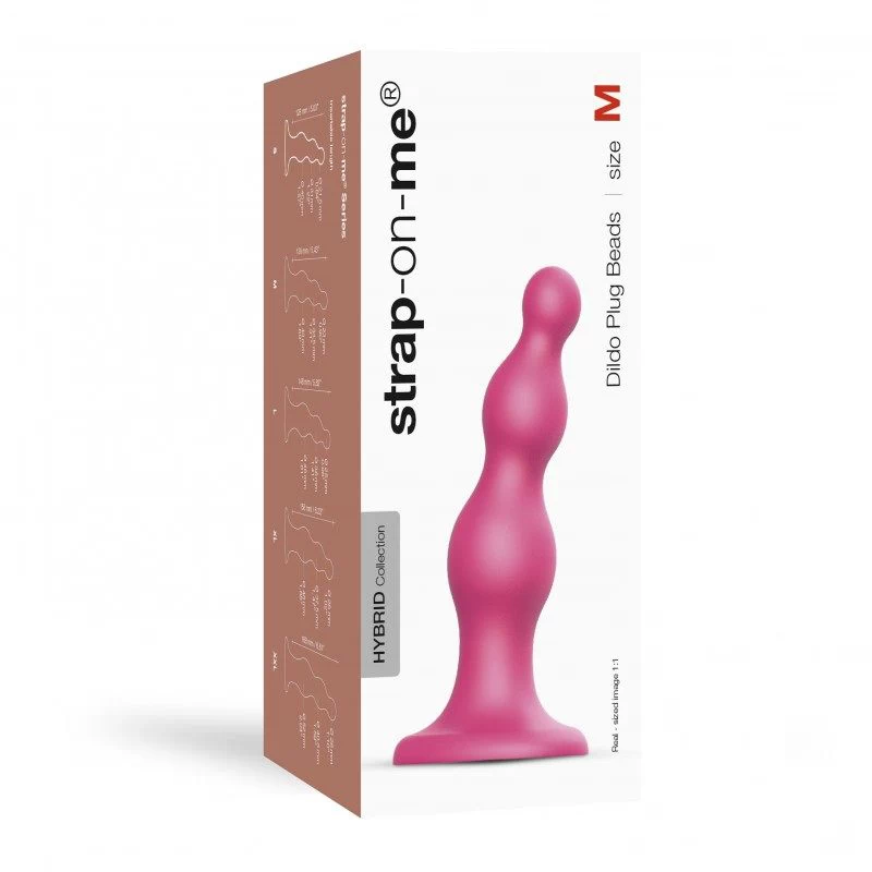 Strap-On-Me - Dildo Plug Beads Metallic Raspberry Pink M - Image 2
