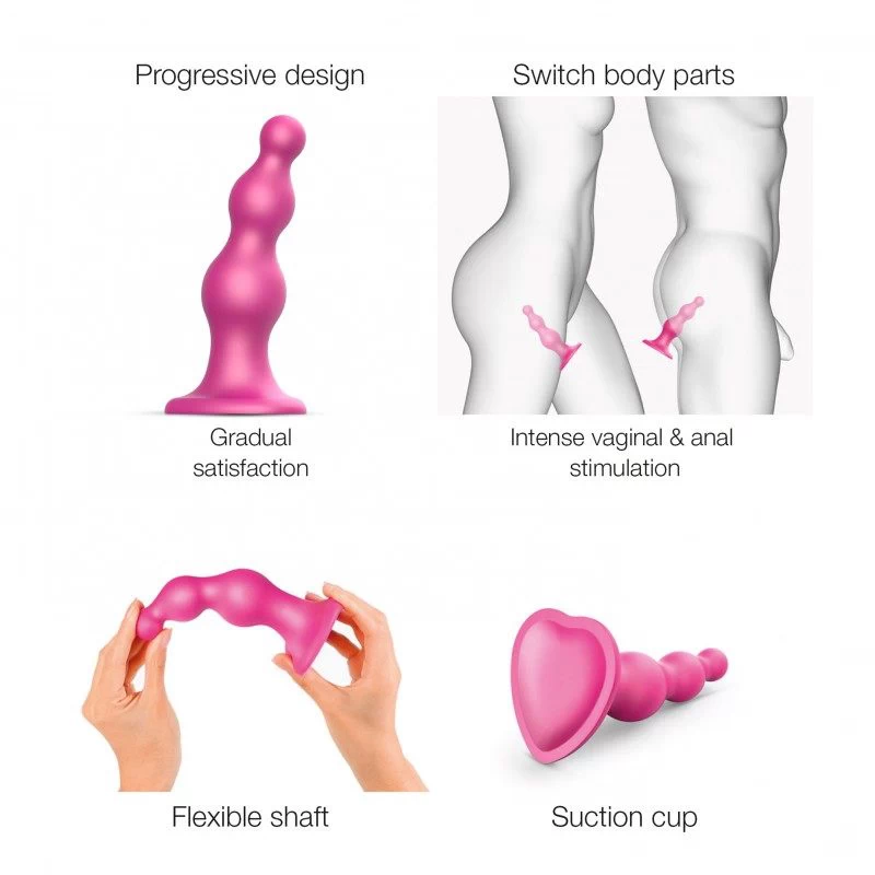Strap-On-Me - Dildo Plug Beads Metallic Raspberry Pink S - Image 4