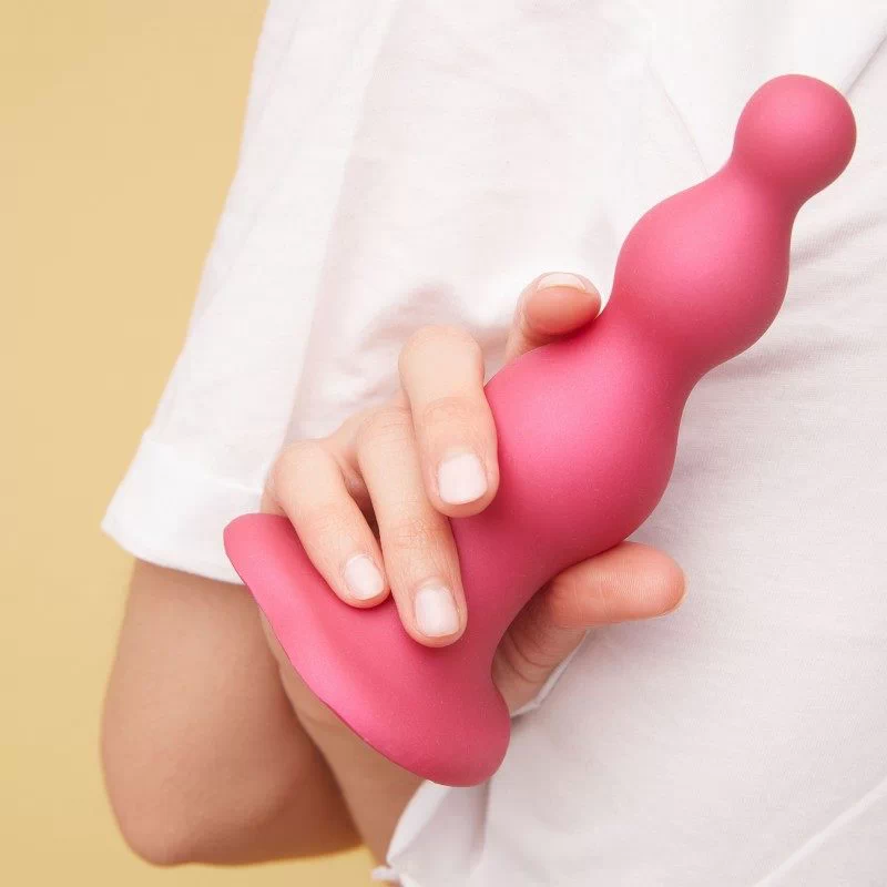 Strap-On-Me - Dildo Plug Beads Metallic Raspberry Pink S - Image 5