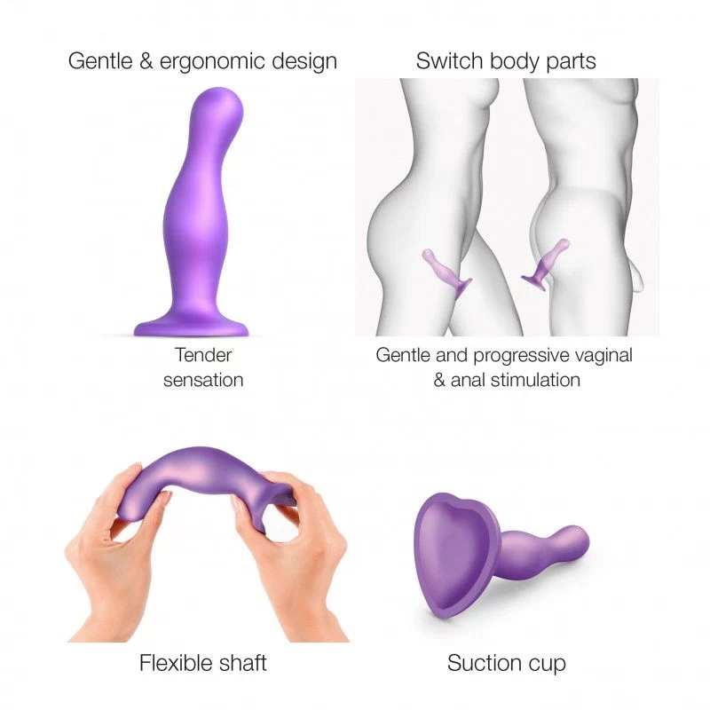 Strap-On-Me - Dildo Plug Curvy Metallic Purple M - Image 2