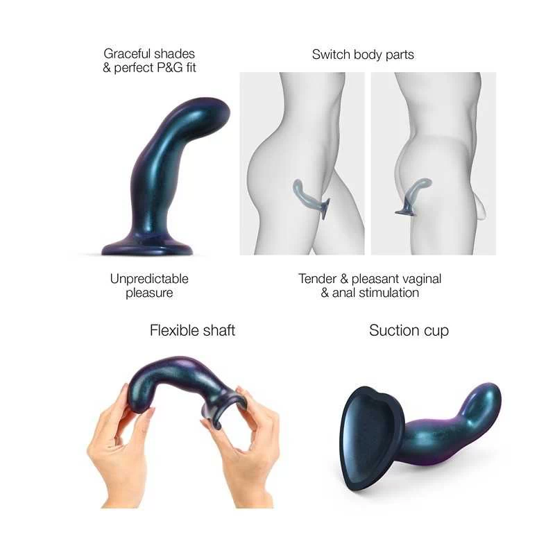 STRAP-ON-ME - DILDO PLUG SNAKY METALLIC BLACK M - Image 4
