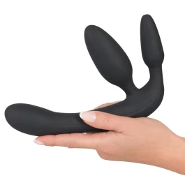 Vibratsiooniga must puldiga rihmadeta strap-on