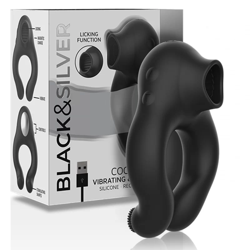 Vibreeriv & limpsiv peeniserõngas Black&Silver