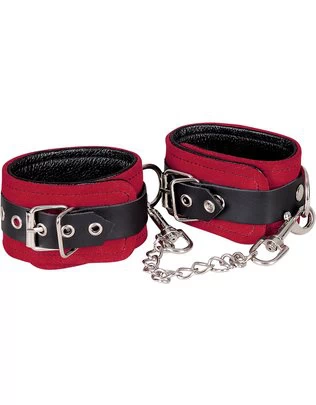 Zado red & balck leather ankle cuffs