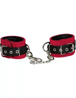 Zado red & black leather wrist cuffs
