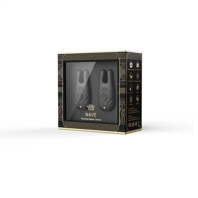 ZALO - NAVE WIRELESS VIBRATING NIPPLE CLAMPS OBSIDIAN BLACK - Image 4