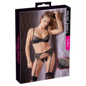 3-osaline pesukomplekt lillemotiivide ja kivikestega