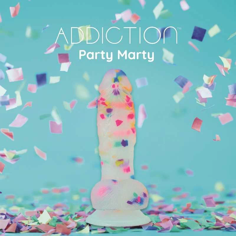 ADDICTION - PARTY MARTY DILDO 19CM FROST AND CONFETTI