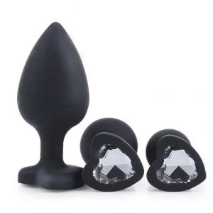 Anaaltapp silikoonist teemandiga, must