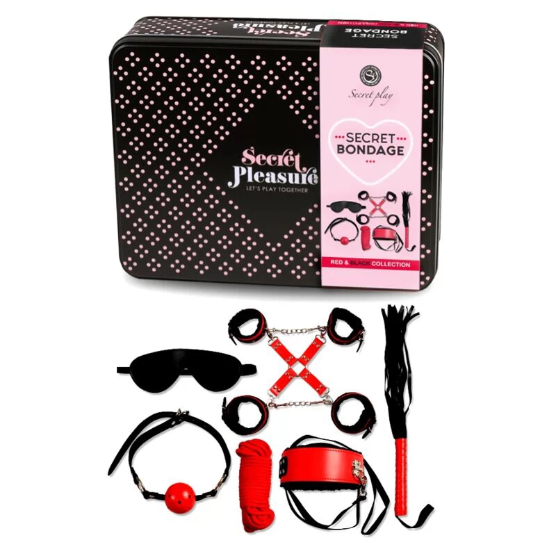 BDSM komplekt Secret Bondage (must-punane)