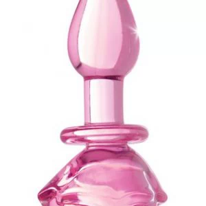 Booty Sparks Pink Rose Glass Anal Plug Small