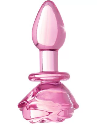 Booty Sparks Pink Rose Glass Anal Plug Small