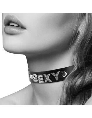 Coquette black leatherette collar Sexy / Slave