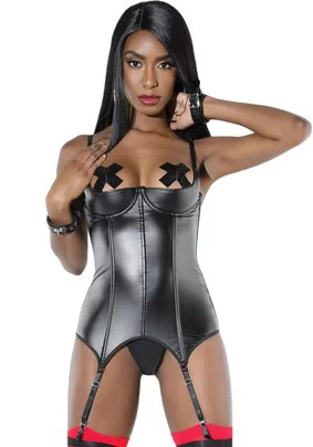 Coquette Lingerie Darque black matte look open cup basque