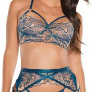 Coquette Lingerie Sinakasroheline pesukomplekt roosakaskuldsete tikanditega