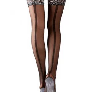Cottelli Lingerie black hold-up stockings with wide back seam