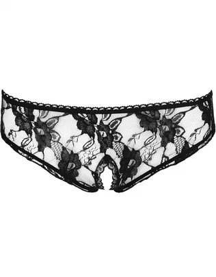 Cottelli Lingerie black lace crotchless panties