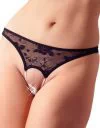 Cottelli Lingerie black lace pearl thong