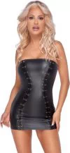 Cottelli Lingerie black matte look mini dress with lacing