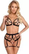 Cottelli Lingerie black strappy suspender lingerie set