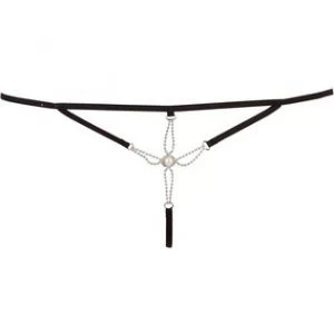 Cottelli Lingerie black string with pearl decoration