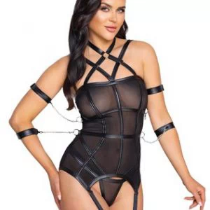 Cottelli Lingerie Bondage mustast läbipaistvast tüllist korsett